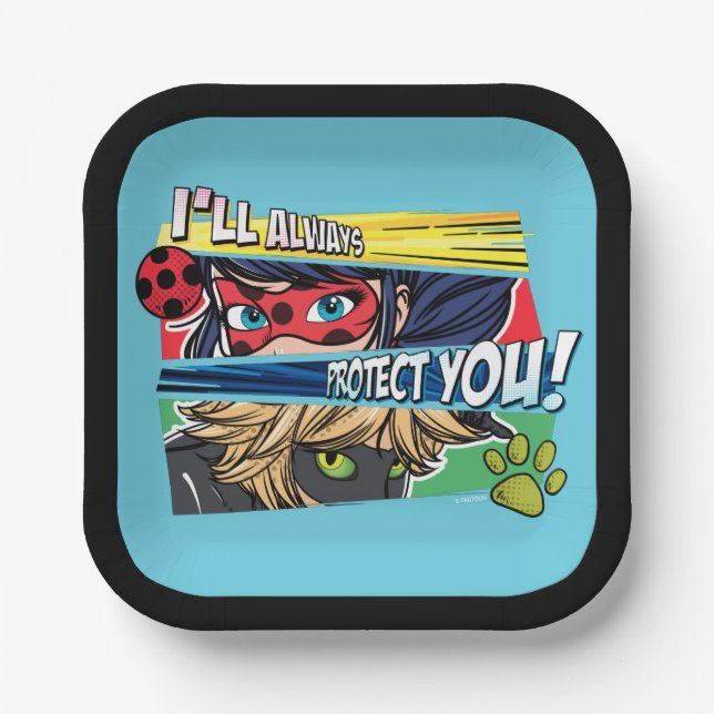 Miraculous Ladybug & Cat Noir Always Protect You Paper Plates (Front)