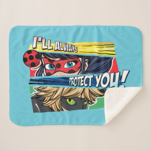 Miraculous Ladybug & Cat Noir Always Protect You Sherpa Blanket