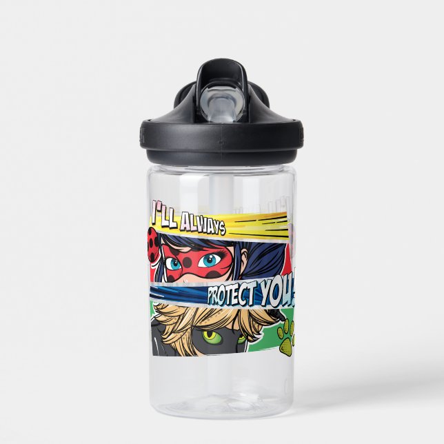 Miraculous Ladybug & Cat Noir Always Protect You Water Bottle (Front)