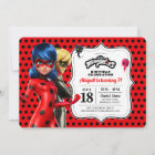 Miraculous Ladybug & Cat Noir Birthday Invitation 