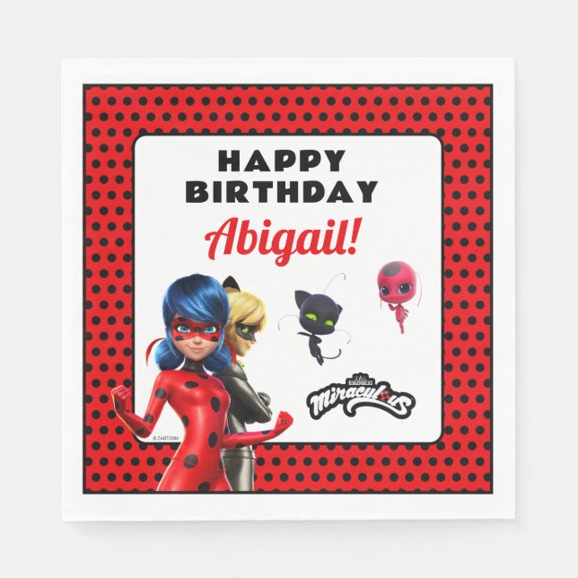 Miraculous Ladybug & Cat Noir Birthday Napkins (Front)