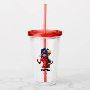 Miraculous Ladybug & Cat Noir Birthday Party Favor Acrylic Tumbler