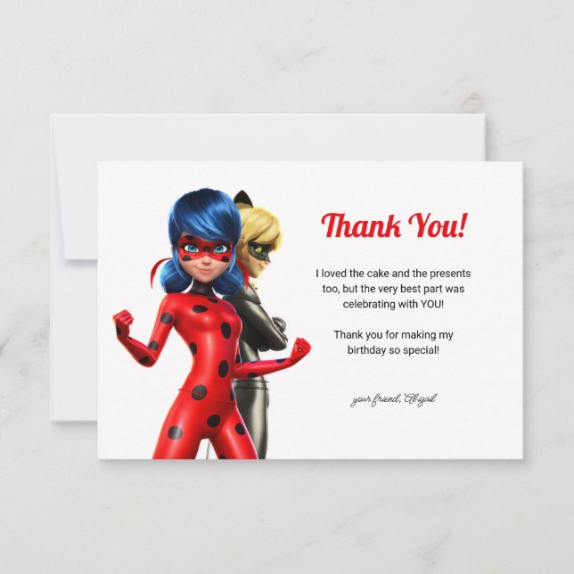 Miraculous Ladybug & Cat Noir Birthday Thank You (Front)