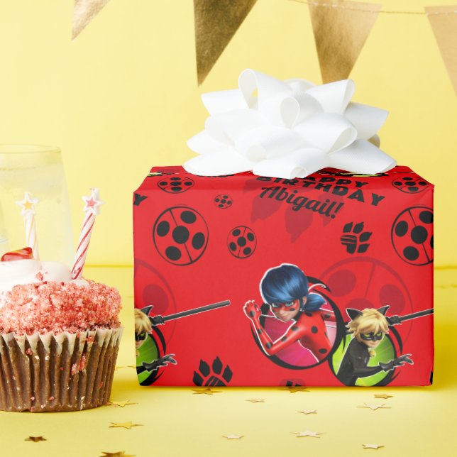 Miraculous Ladybug & Cat Noir Birthday Wrapping Paper | Zazzle miraculous-ladybug-cat-noir-birthday-wrapping-paper-zazzle
