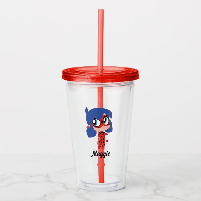 Miraculous Ladybug Chibi Birthday Party Favor Acrylic Tumbler (Front)