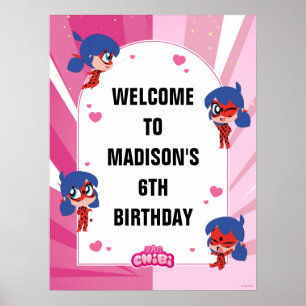 Miraculous Ladybug Chibi Birthday Welcome Poster
