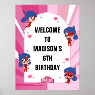 Miraculous Ladybug Chibi Birthday Welcome Poster