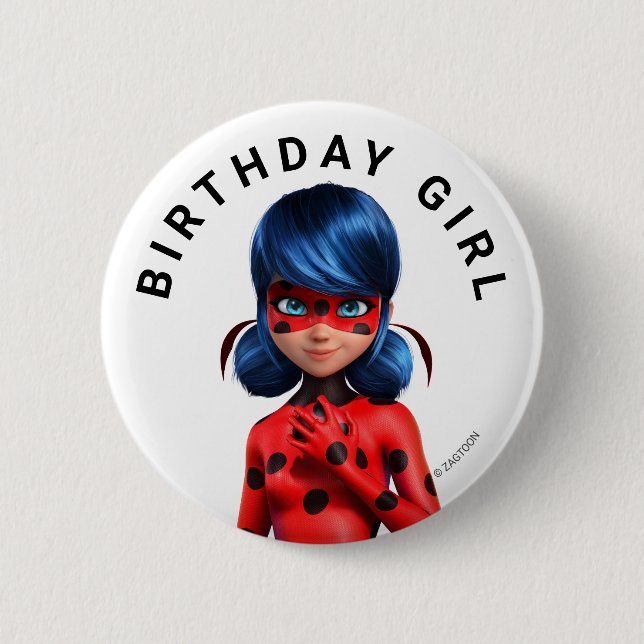 Miraculous Ladybug Girl's Birthday Button (Front)