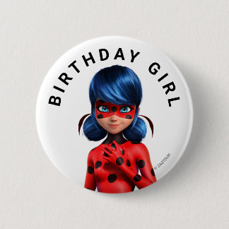 Miraculous Ladybug Girl's Birthday Button