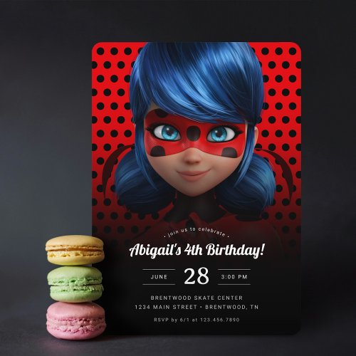 Miraculous Ladybug Girls Birthday Invitation