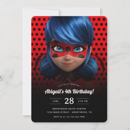 Miraculous Ladybug Girls Birthday Invitation
