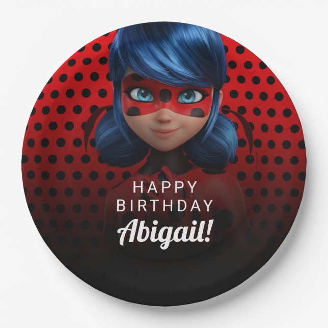 Miraculous Ladybug Girl's Birthday Paper Plates (Front)
