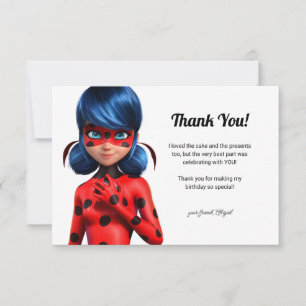 Miraculous Ladybug Girl's Birthday Thank You Card