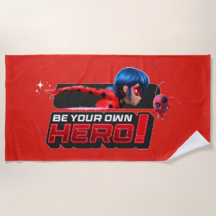 Miraculous Ladybug & Tikki   Be Your Own Hero! Beach Towel