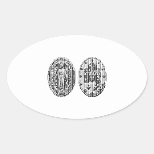 Miraculous Medal art Oval Sticker