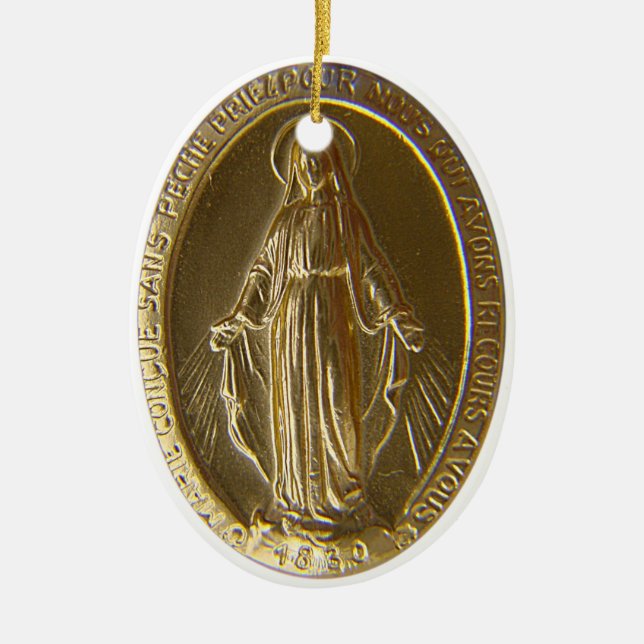 Miraculous Medal Ceramic Ornament (Front)