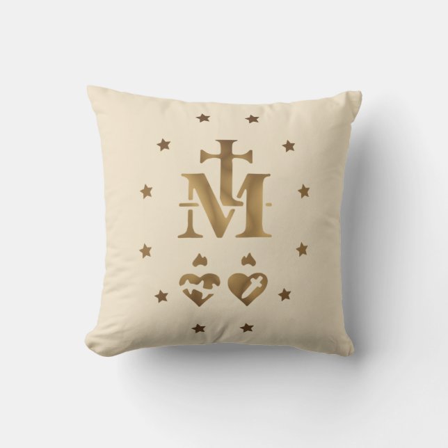 Miraculous Medal,  Medal of Our Lady of Grace    F Throw Pillow (Front)