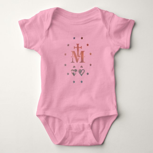 Miraculous Medal Our Lady of Grace Baby Bodysuit (Front)