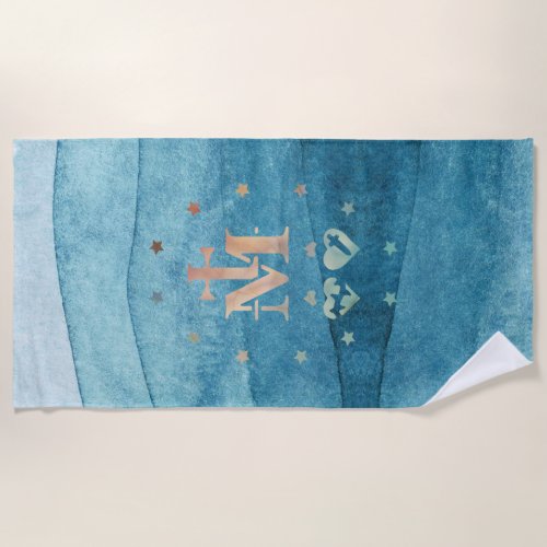 Miraculous Medal Our Lady of Grace Beach Towel