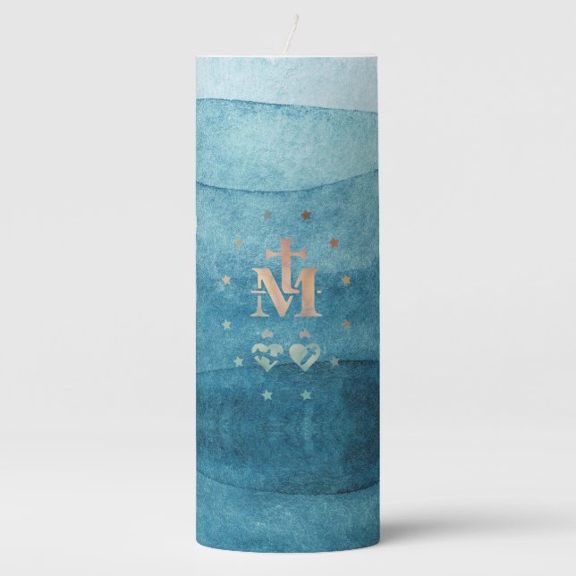 Miraculous Medal Our Lady of Grace  Pillar Candle (Front)