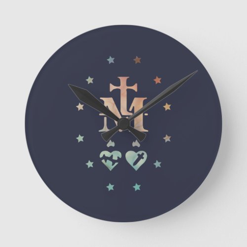 Miraculous Medal Our Lady of Grace Round Clock