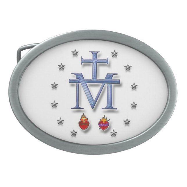 Miraculous Medal Oval Belt Buckle (Front)