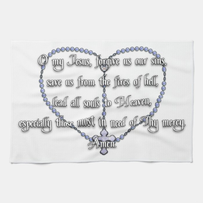 Miraculous Medal Rosary   Fátima Prayer Kitchen Towel