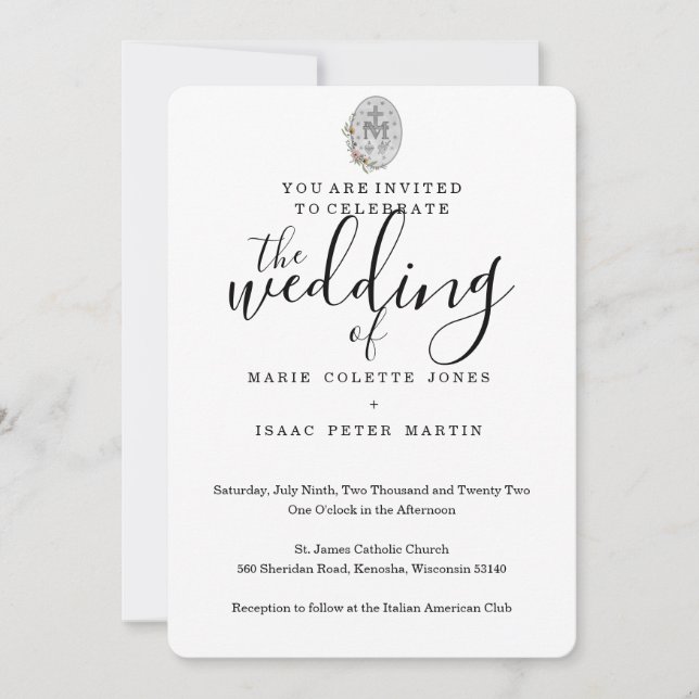 Miraculous Medal Wedding Invitation (Front)
