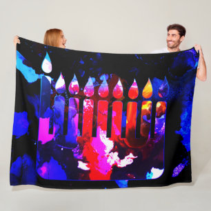 Miraculous Menorah Large Fleece Blanket