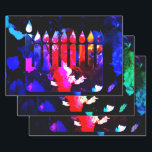 Miraculous Menorah Wrapping Paper Sheets<br><div class="desc">Mysterious lights and miraculous color in the deepest shades of nightfall—this is the moment of Hanukkah! Your gifts will light up some big smiles with this gorgeous wrapping paper!</div>