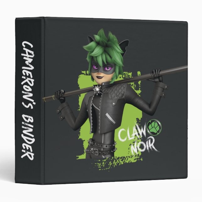 Miraculous Re-verse Claw Noir Character Graphic 3 Ring Binder (Front/Spine)