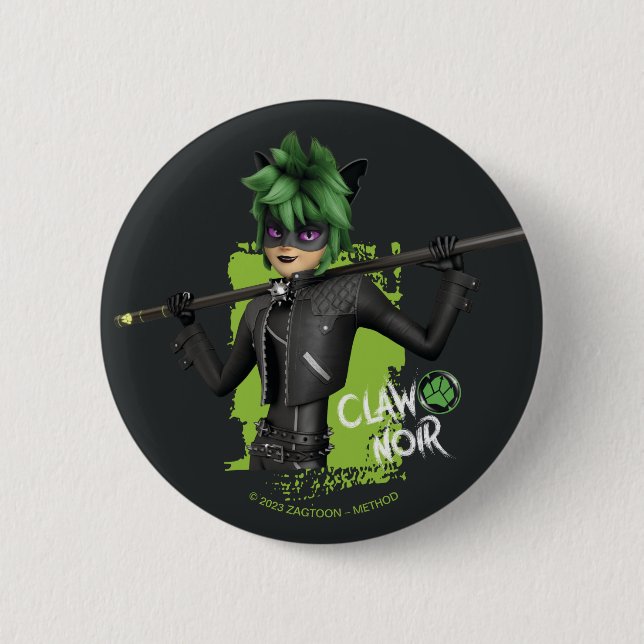 Miraculous Re-verse Claw Noir Character Graphic Button (Front)
