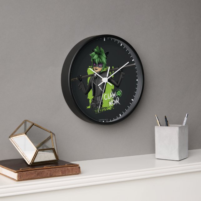 Miraculous Re-verse Claw Noir Character Graphic Clock (Office)