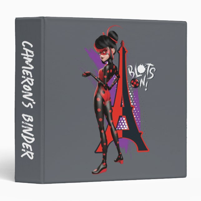 Miraculous Re-verse Shadybug Blots On! 3 Ring Binder (Front/Spine)