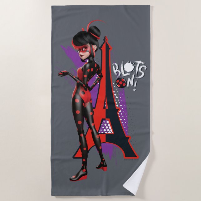 Miraculous Re-verse Shadybug Blots On! Beach Towel (Front)