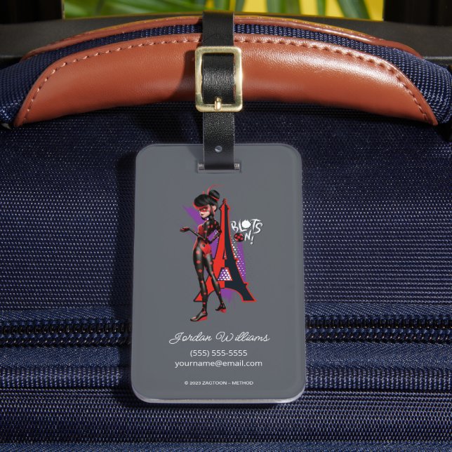 Miraculous Re-verse Shadybug Blots On! Luggage Tag (Front Insitu 2)