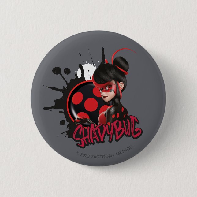 Miraculous Re-verse Shadybug Character Graphic Button (Front)
