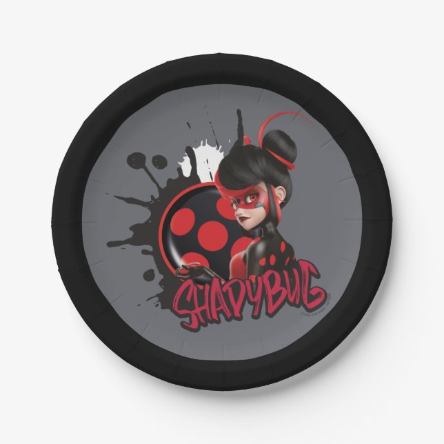 Miraculous Re-verse Shadybug Character Graphic Paper Plates (Front)
