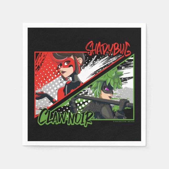 Miraculous Re-verse Shadybug & Claw Noir Napkins (Front)