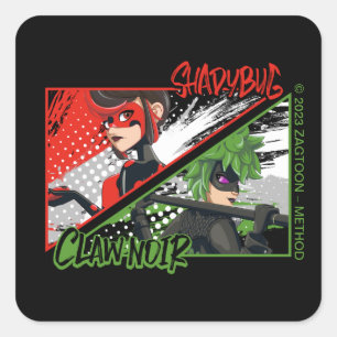 Miraculous Re-verse Shadybug & Claw Noir Square Sticker