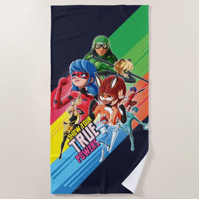 Miraculous Show Your True Powers Beach Towel (Front)