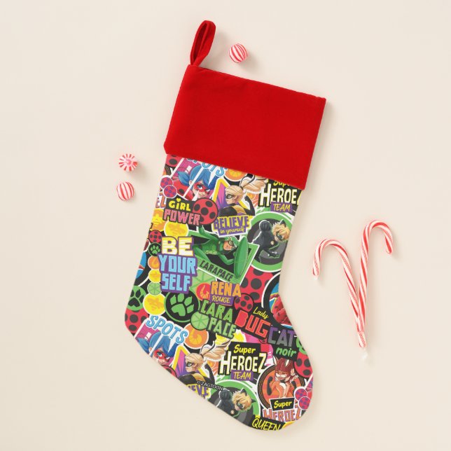Miraculous Superhero Characters Pattern Christmas Stocking (Front)