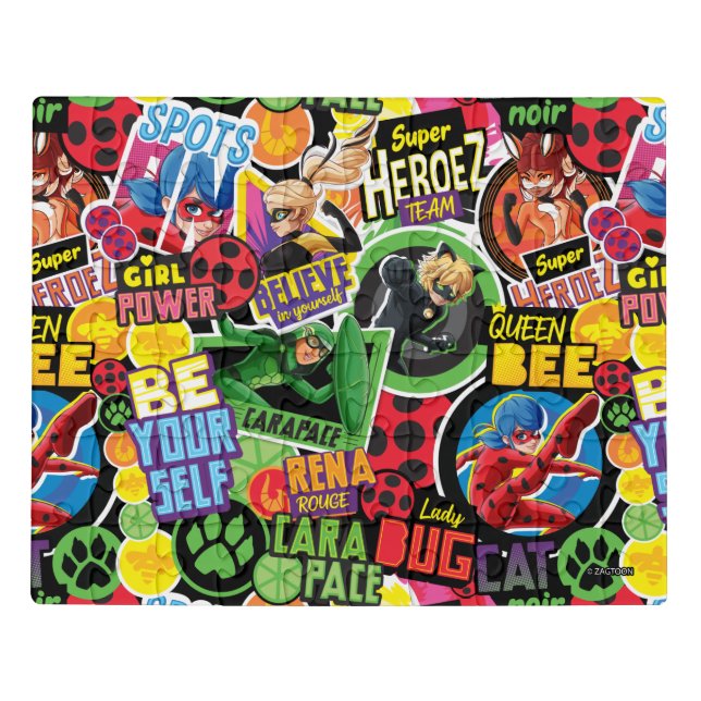Miraculous Superhero Characters Pattern Jigsaw Puzzle (Puzzle Horizontal)