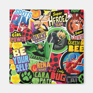 Miraculous Superhero Characters Pattern Magnet