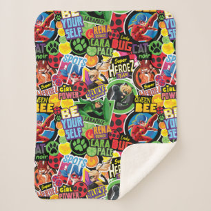 Miraculous Superhero Characters Pattern Sherpa Blanket