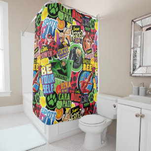 Miraculous Superhero Characters Pattern Shower Curtain