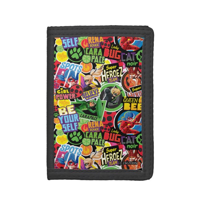 Miraculous Superhero Characters Pattern Trifold Wallet (Front Vertical)