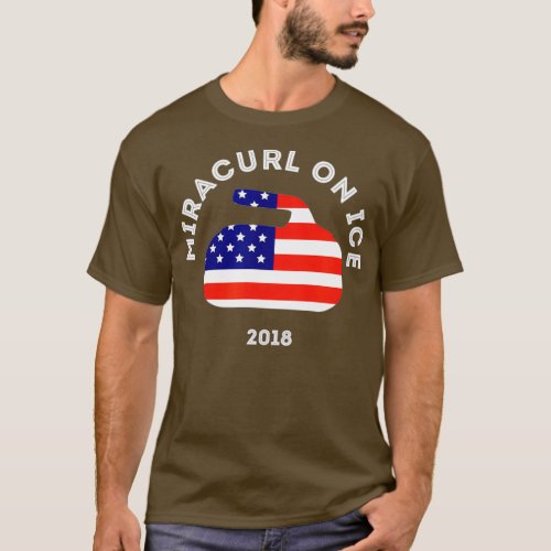 Miracurl on Ice 2018 American Flag Curling Stone T_Shirt