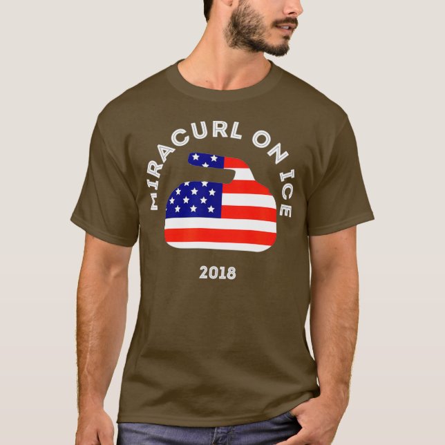 Miracurl on Ice 2018 American Flag Curling Stone T-Shirt (Front)