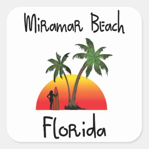 Miramar Beach Florida Square Sticker
